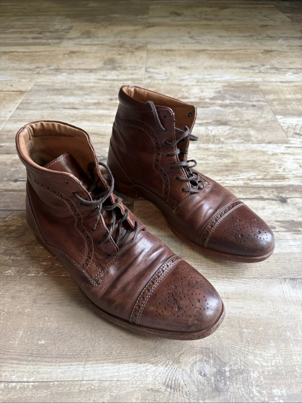 JOHNSTON & MURPHY Warner Cap Toe Classic Brogue Leather Dress Boots Men’s 9M
